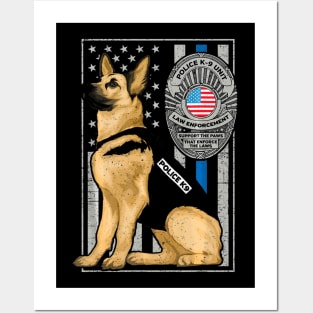 Police K 9 Unit German Shepherd Dog Thin Blue Line Posters and Art